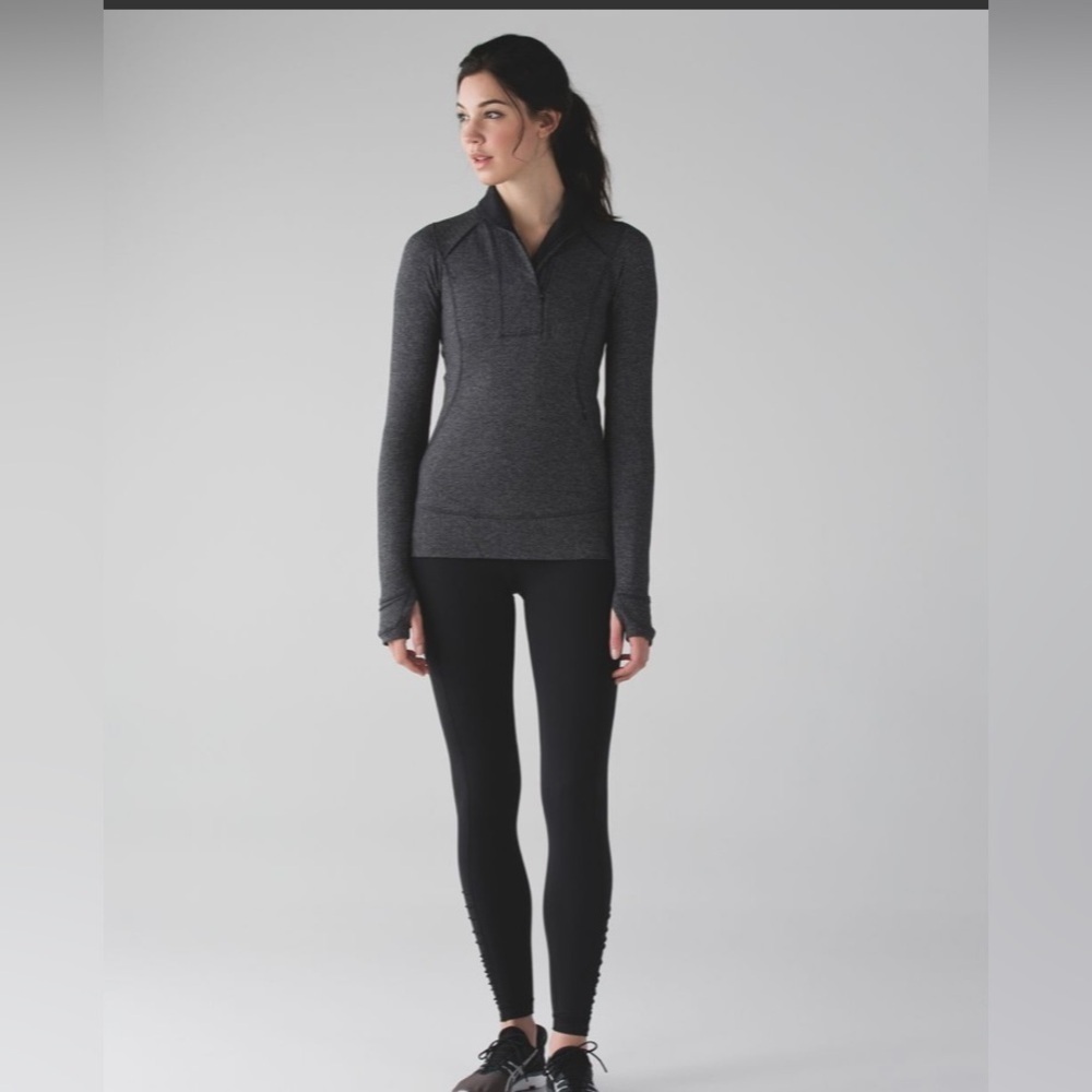 Lululemon Think Fast Pullover Heathered Herringbone Heathered Black size 4